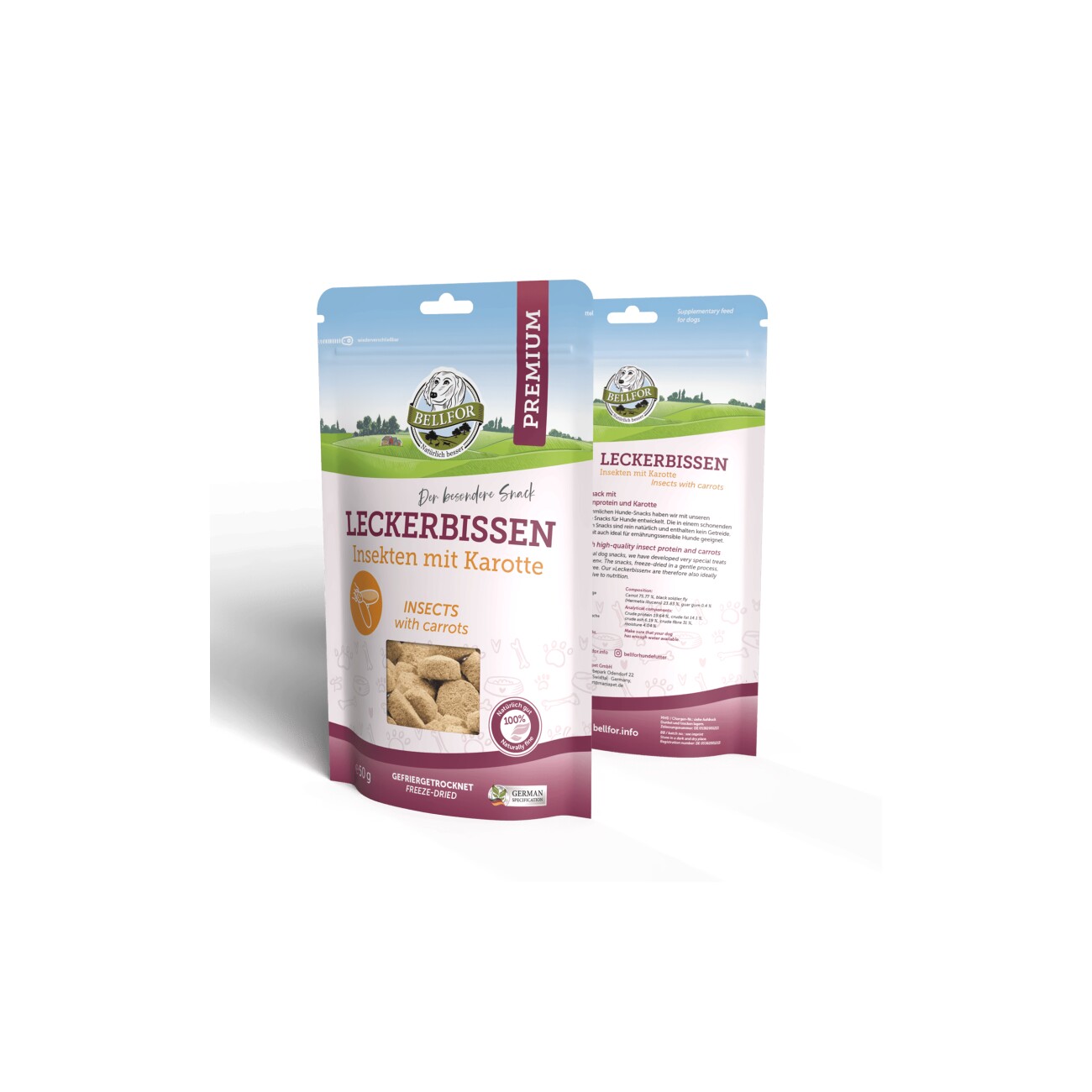 Bellfor Freeze-Snack für Hunde mit Insekten mit Karotte - 50g