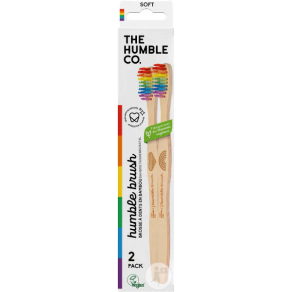 The Humble Co. Brosse à Dents Bambou - Souple - Noir & Blanc 2 brosses à dents
