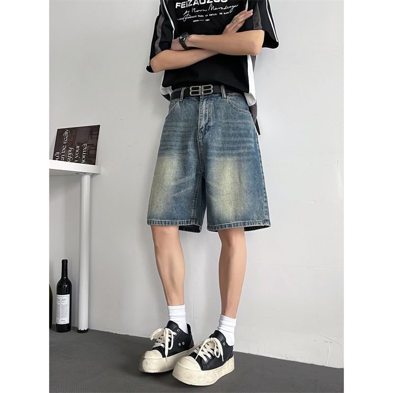Plummie - Mid Rise Washed Denim Shorts