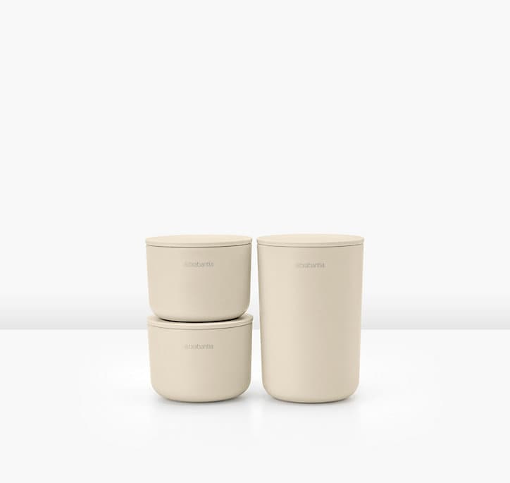 Lot de 3 pots de rangement salle de bains, beige, Brabantia ReNew