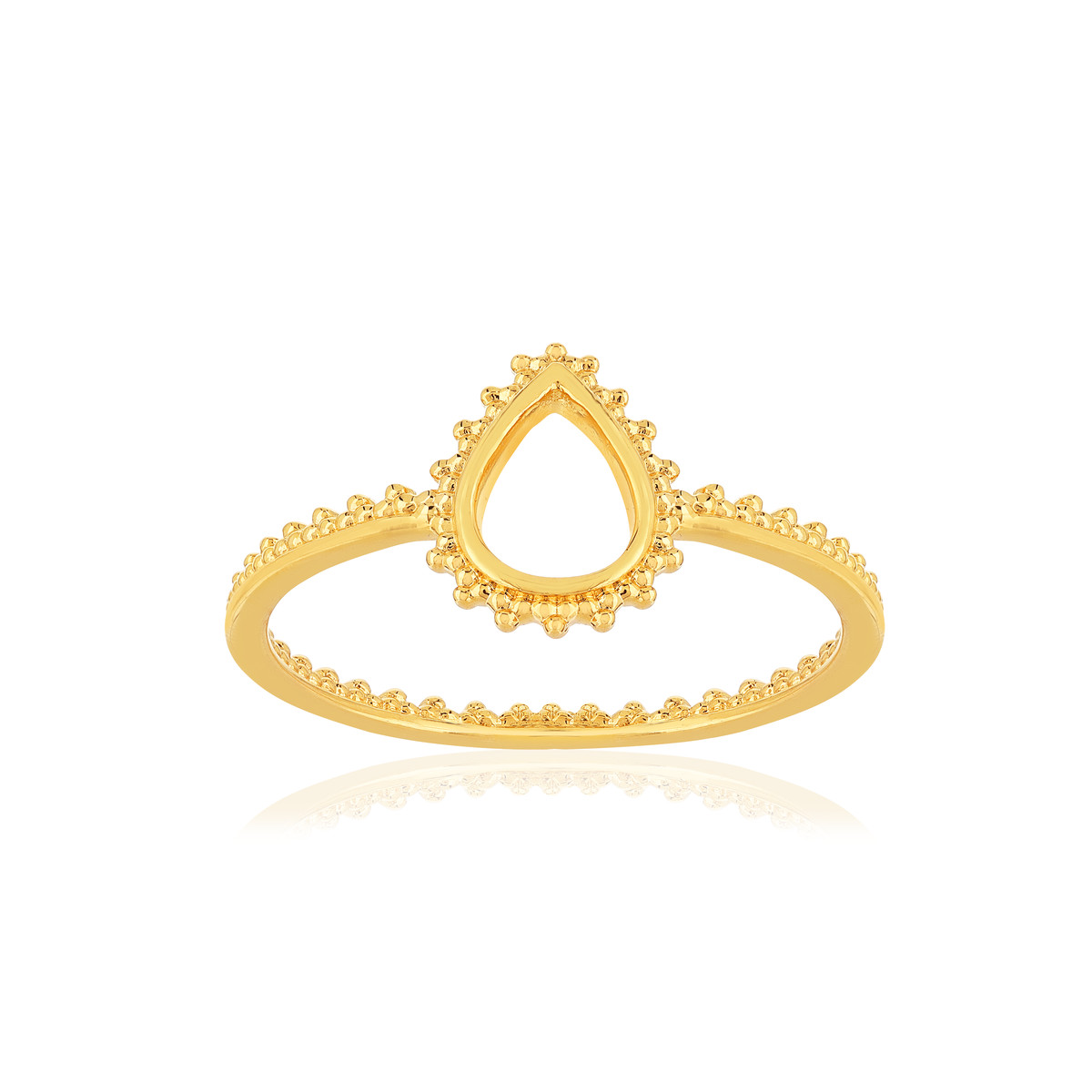 Bague plaqué or motif goutte perlé