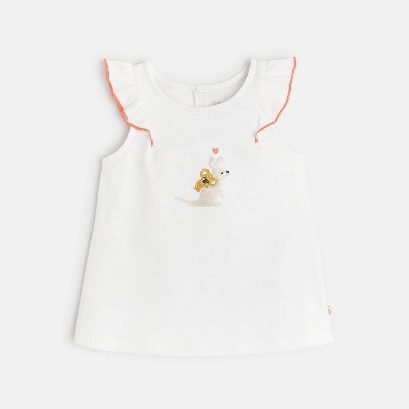 Débardeur à volants kangourou blanc bébé fille Blanc