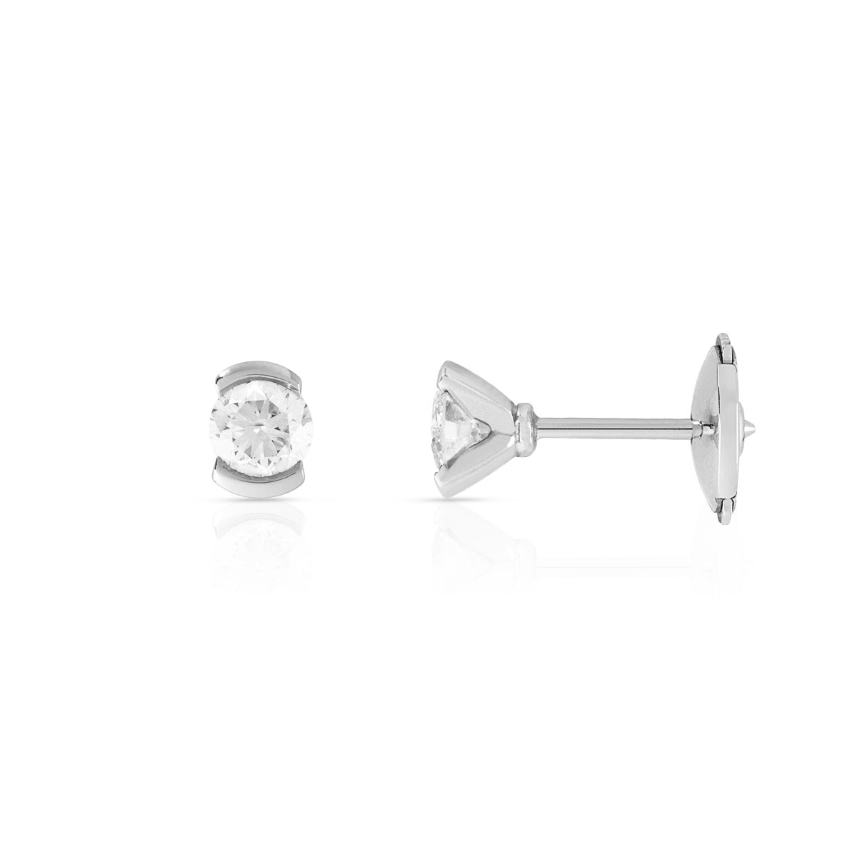 Boucles d'oreilles or blanc 750 diamant synthétique 0.50 carat