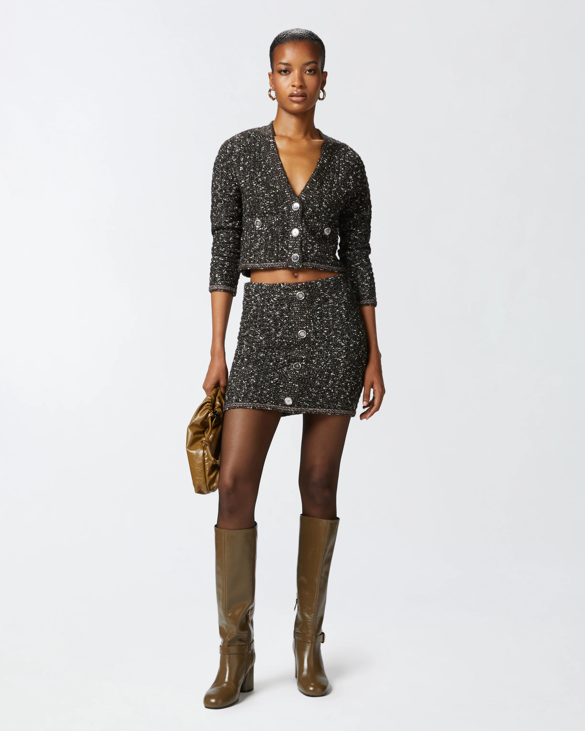Cardigan court à paillettes et col v | Multicolore