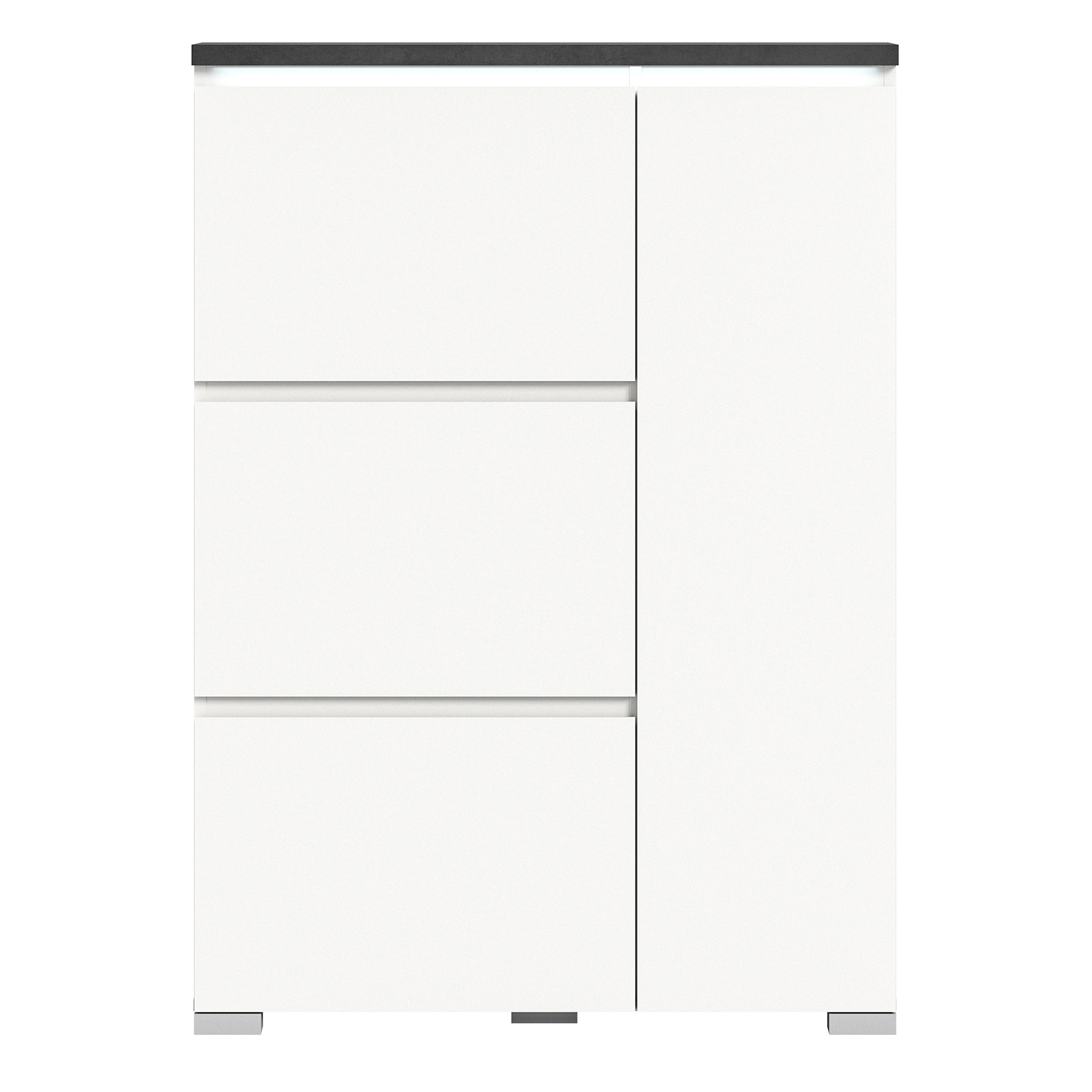 Schuhschrank SHOELOVE - weiß-Industrial grau - 95 cm