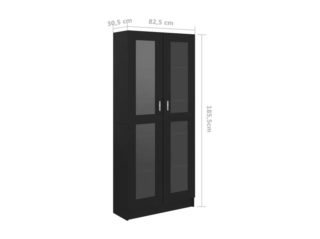 Armoire à vitrine Noir 82,5x30,5x185,5 cm Aggloméré