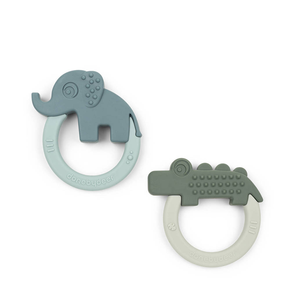 bijtring Deer friends Green/Blue 2 stuks
