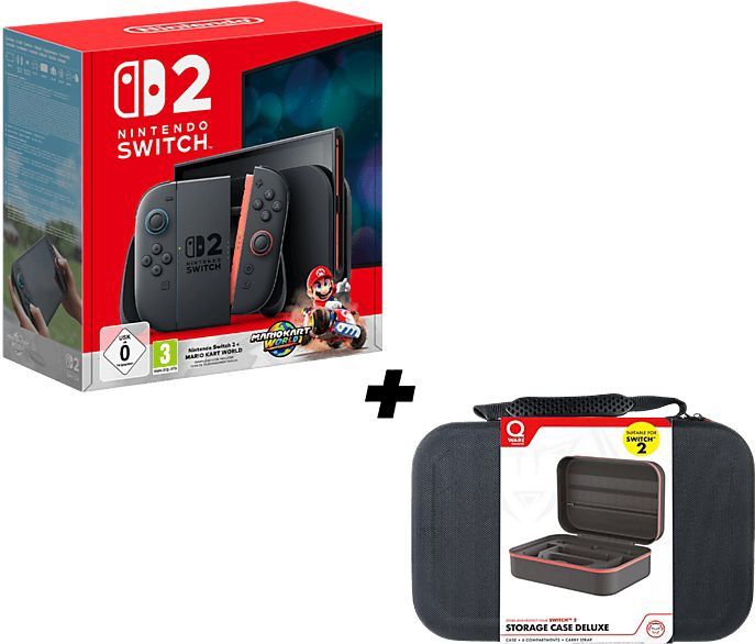 Nintendo - Switch 2 - Spelconsole - Zwart - Bundel met Mario Kart World en Opbergtas 256 Gb