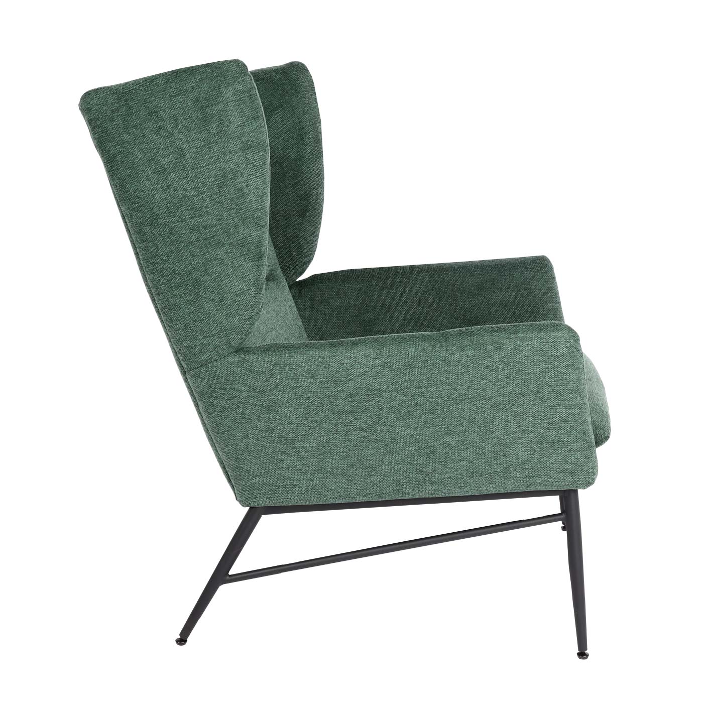 Lounge-Sessel MCW-L62, Ohrensessel Cocktailsessel Sessel Polstersessel, Stoff/Textil Metall ~ grün