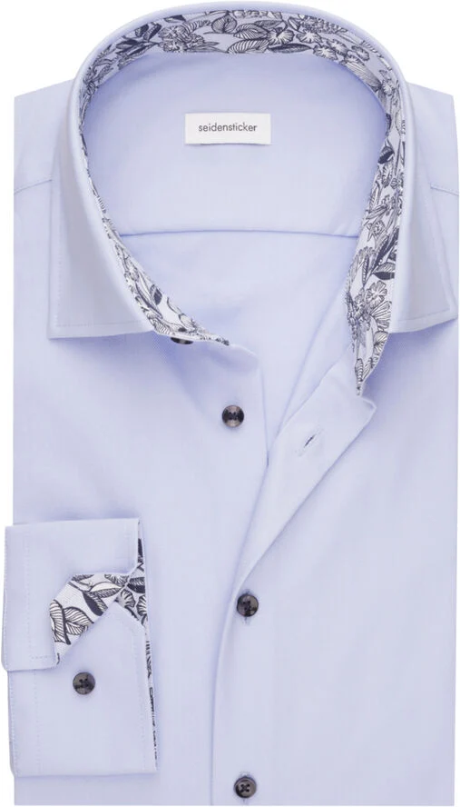 Seidensticker Performance shirt Slim Long sleeve Kent-Collar Uni Blue