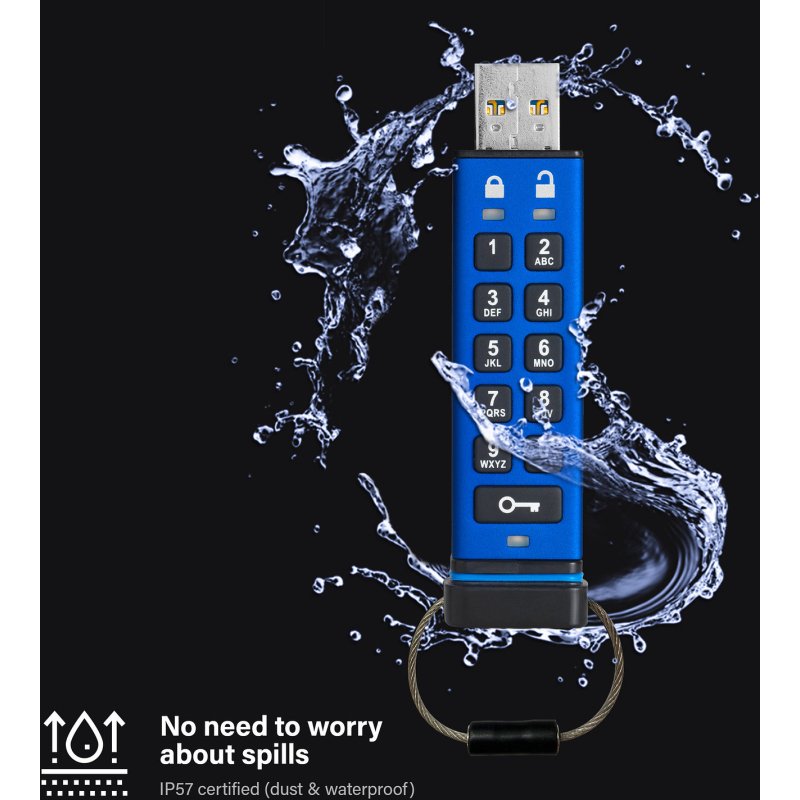 iStorage datAshur Pro USB3 256GB lecteur USB flash 256 Go USB Type-A 3.2 Gen 1 (3.1 Gen 1) Bleu