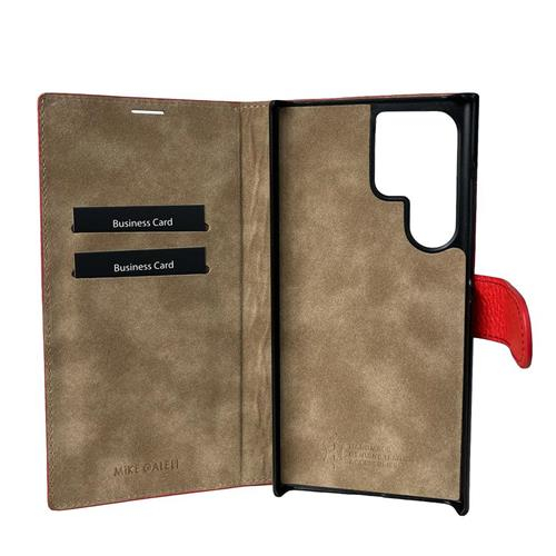 Samsung Galaxy S24 Ultra Echtleder Book Case Tasche Flip Cover Hand Made (MARCS24U-M04) - Rot