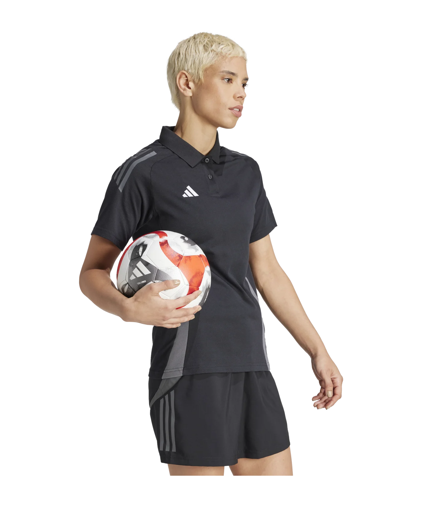 adidas Tiro 24 C Poloshirt Damen Schwarz Grau
