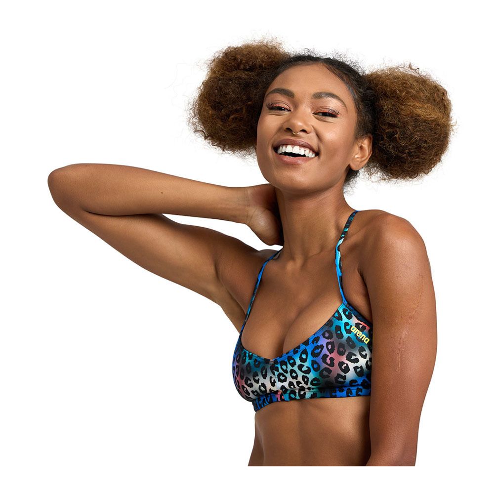 Arena BANDEAU LIVE - Haut maillot de bain Femme neon blue multi/yellow star