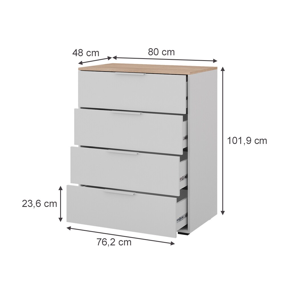 Vicco Sideboard Betti Weiß Sonoma 80 x 102 cm 4 Schubladen