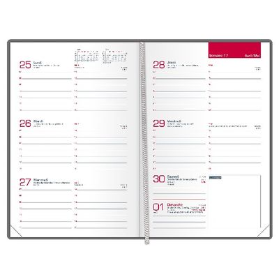 Agenda de poche Oxford Textura - 1 semaine sur 2 pages - 10 x 15 cm - disponible dans différentes couleurs - Hamelin