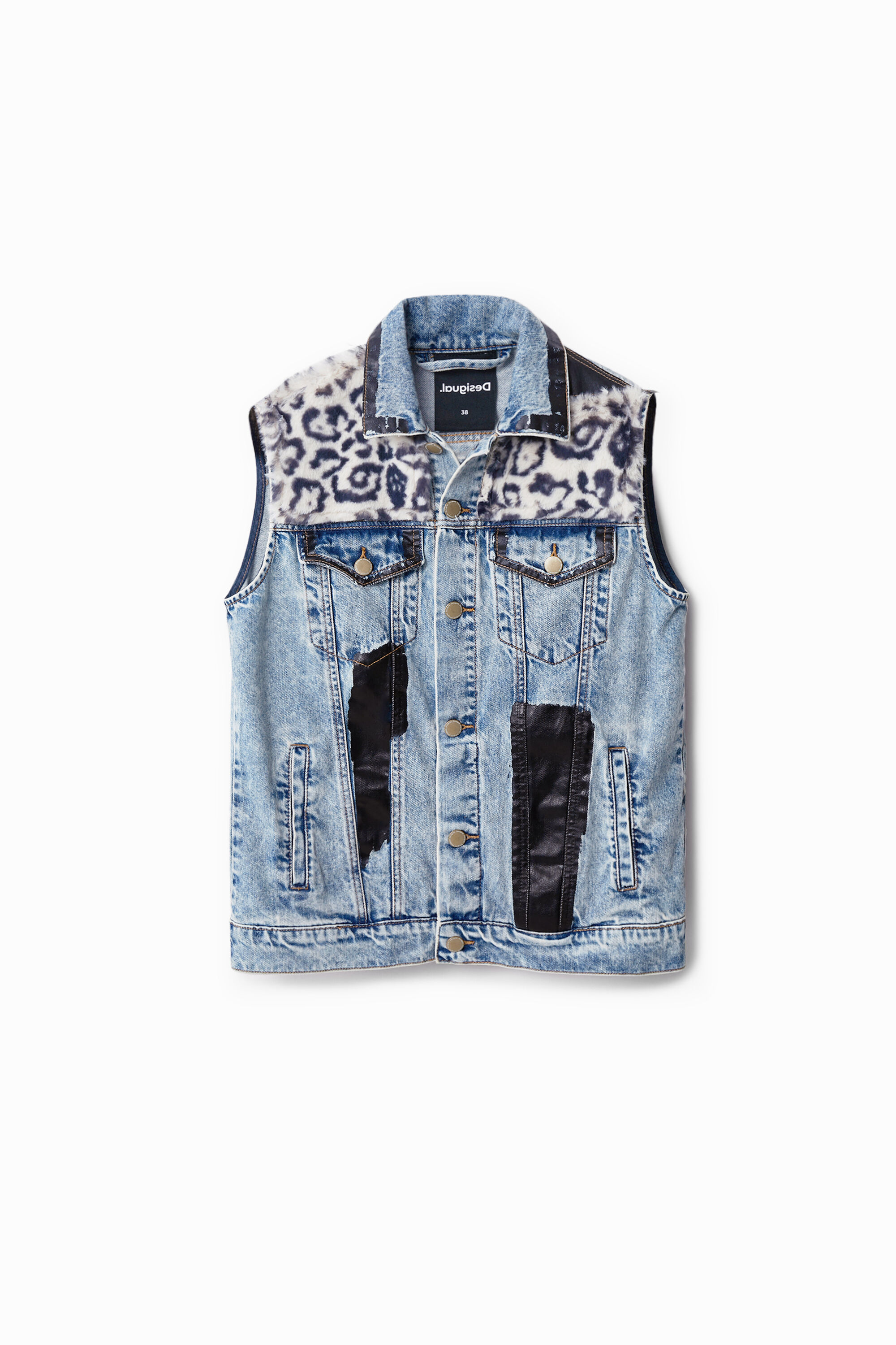Gilet en jean imprimé animal