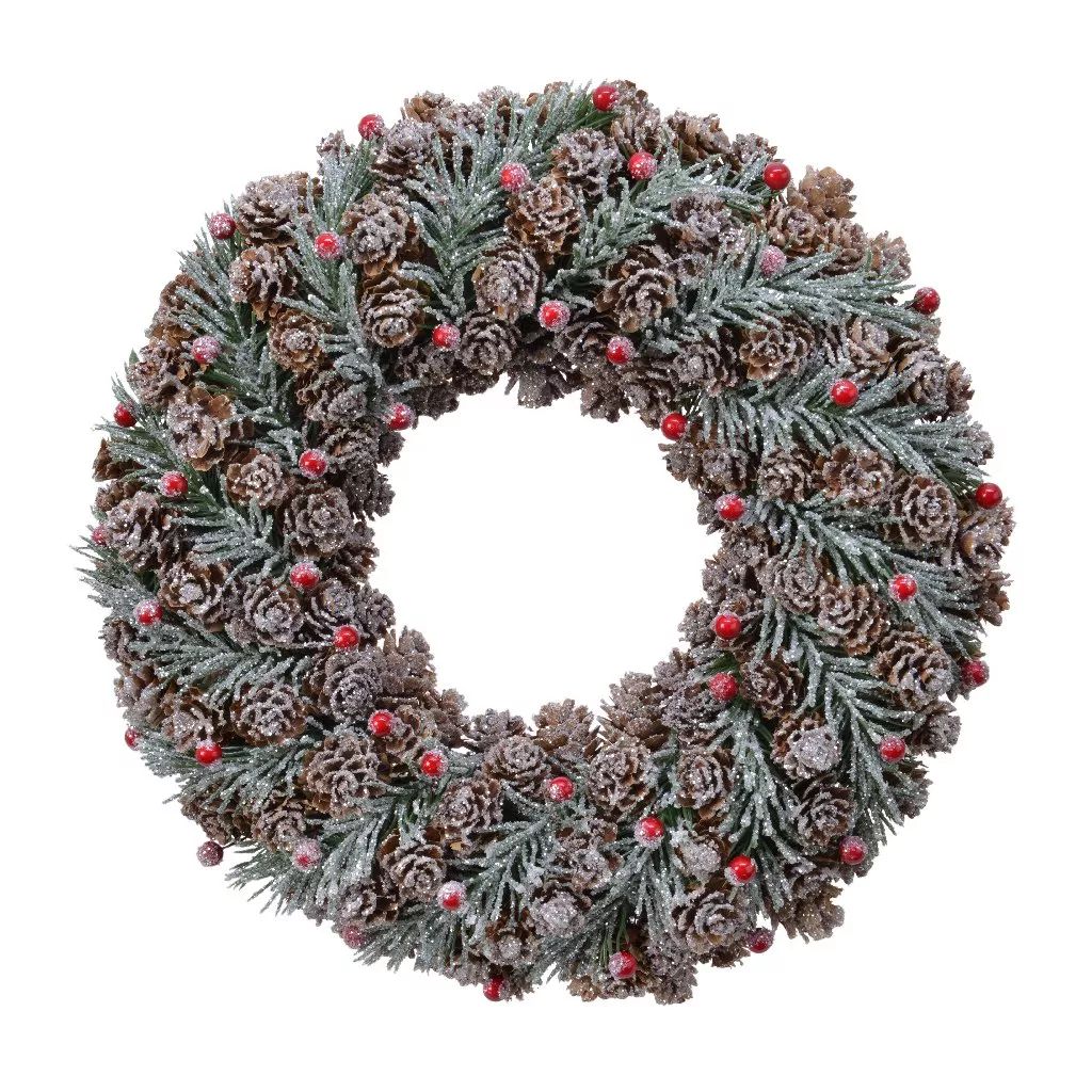 Couronne de Noël (D30 cm) Corylus givré