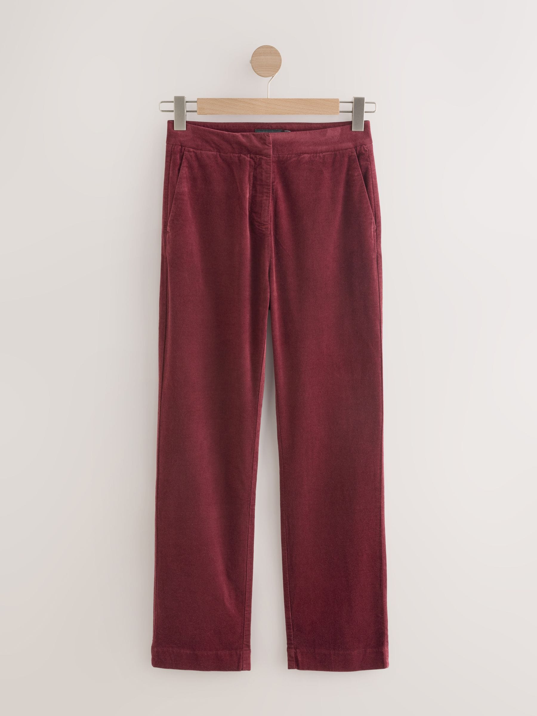 Bordeauxrood - Velvet Straight Leg Trousers