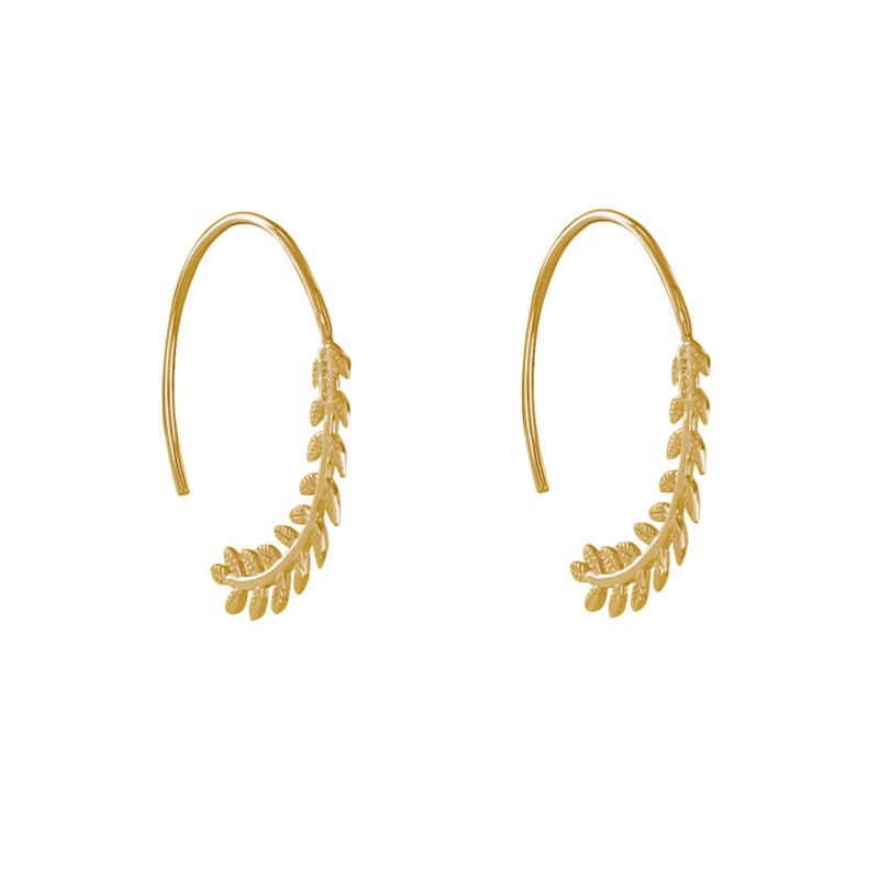 Boucles d'Oreilles Plaqué Or Créoles Laurier