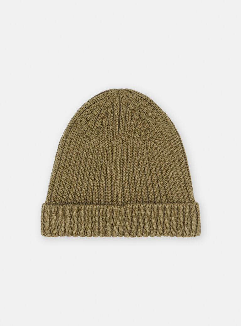 Bonnet vert côtelé