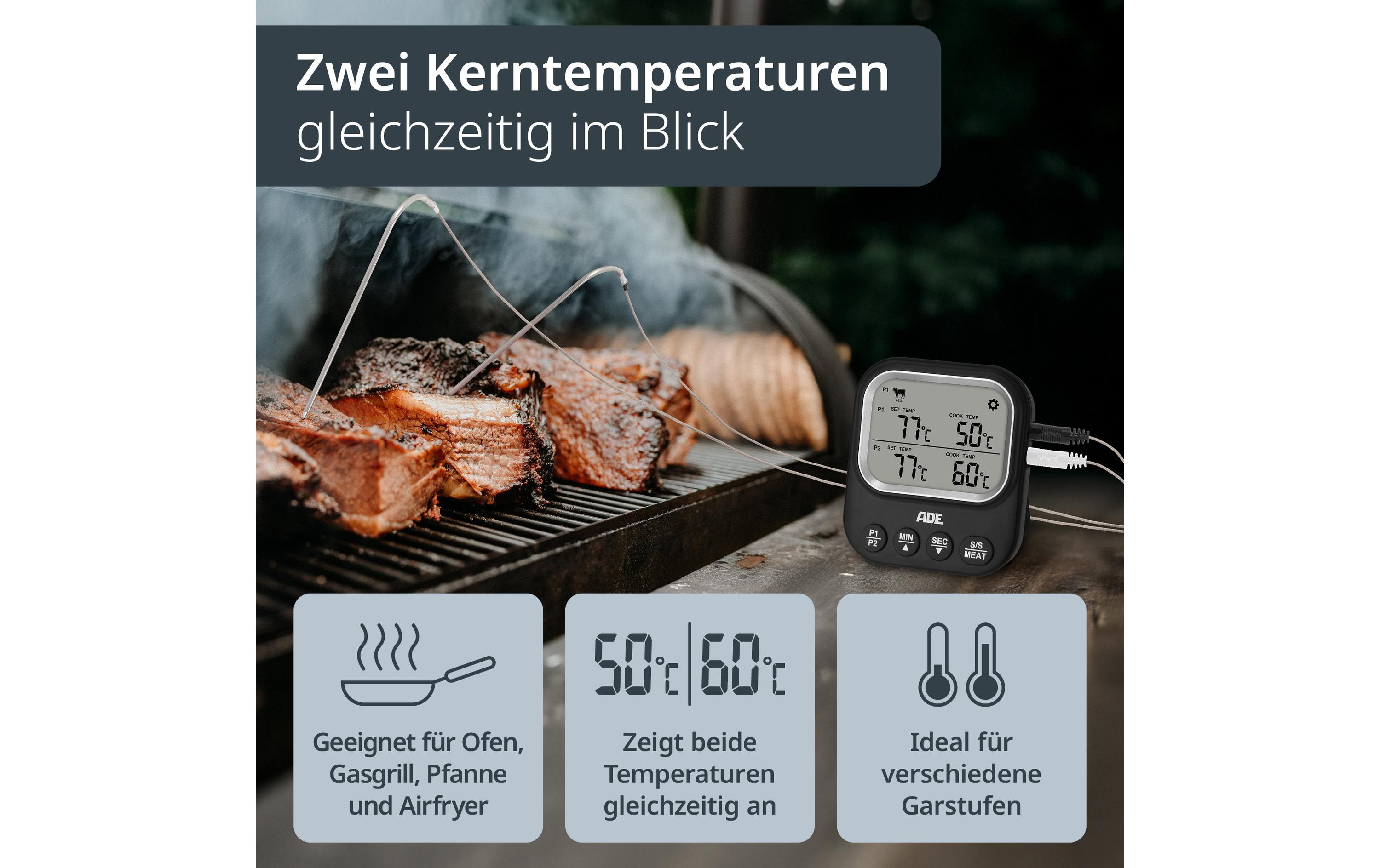 Digitales Braten- und Ofenthermometer SchwarzBBQ-Thermometer