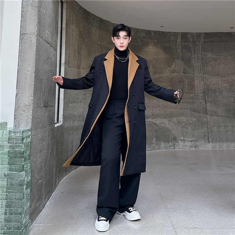 Freehop - Mock Two Piece Double Breasted Trenchcoat