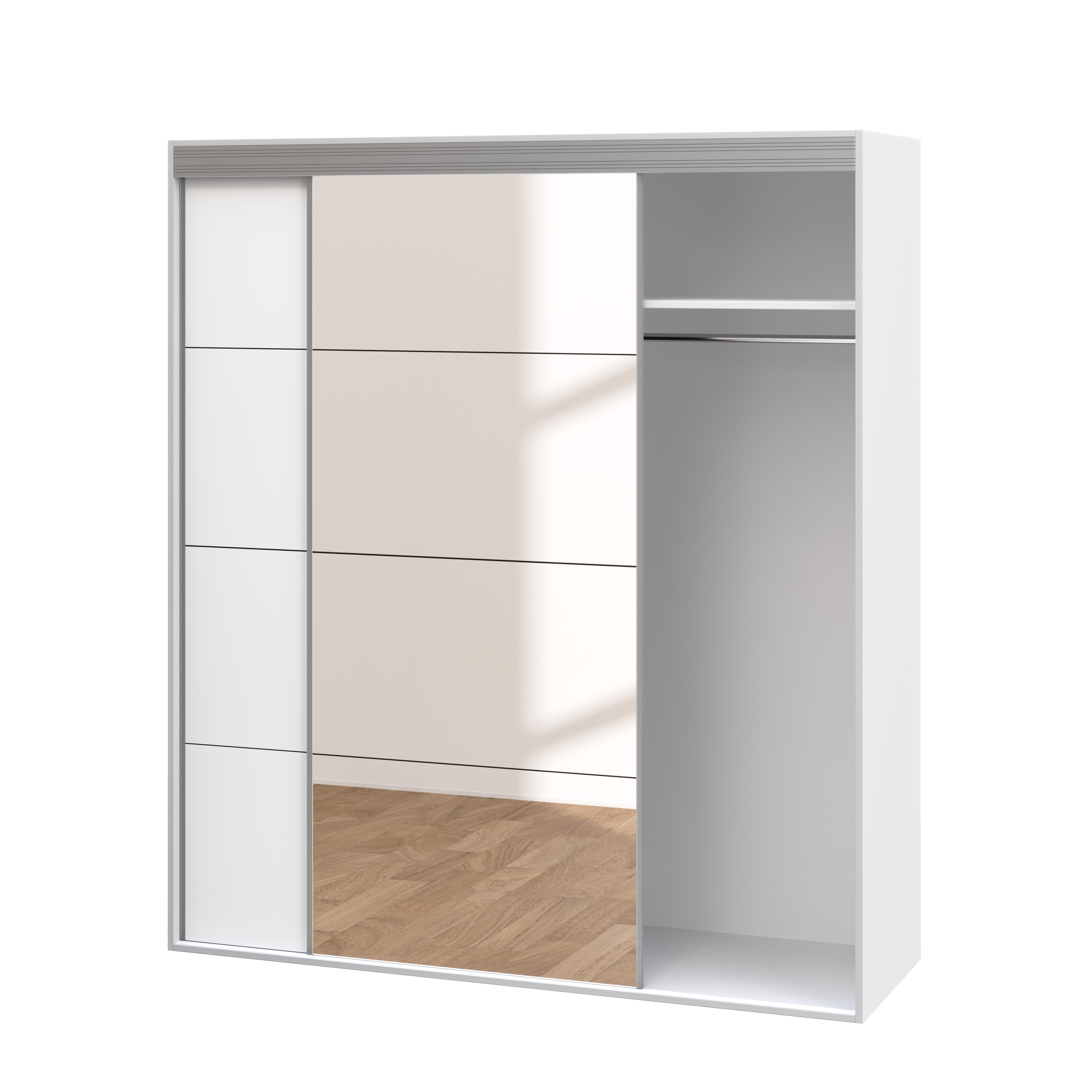 Kleiderschrank Schiebetüren mit Spiegel BODO 180 cm weiss