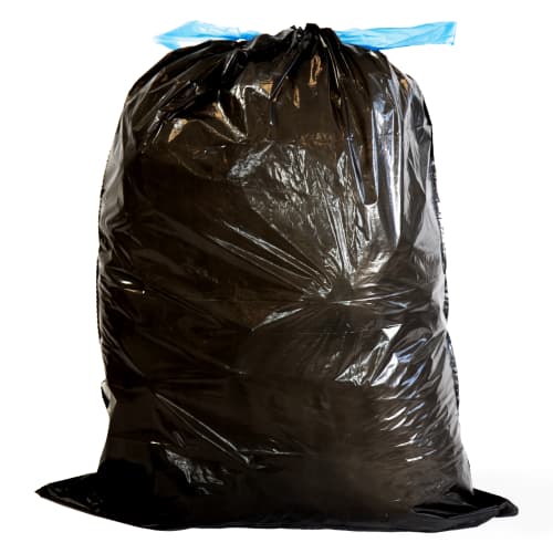 Sac plastique PE BD 30L noir 21µm lien coulissant Jet'Sac
