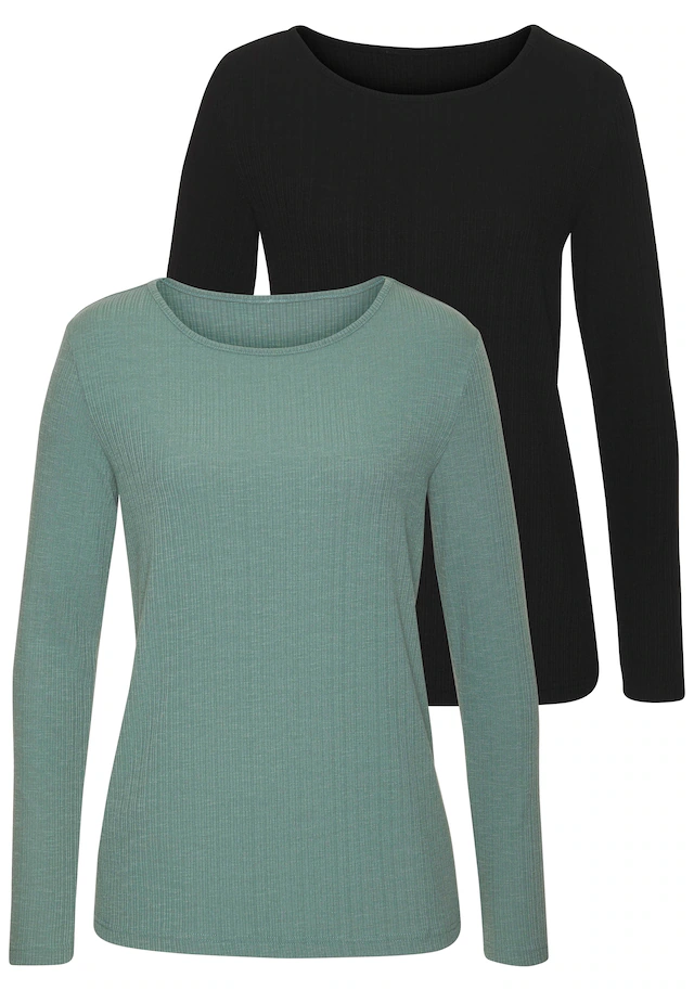 Vivance Langarmshirt »mit modischer Rippstruktur«, aus weichfliessender Qualität mit Viskose