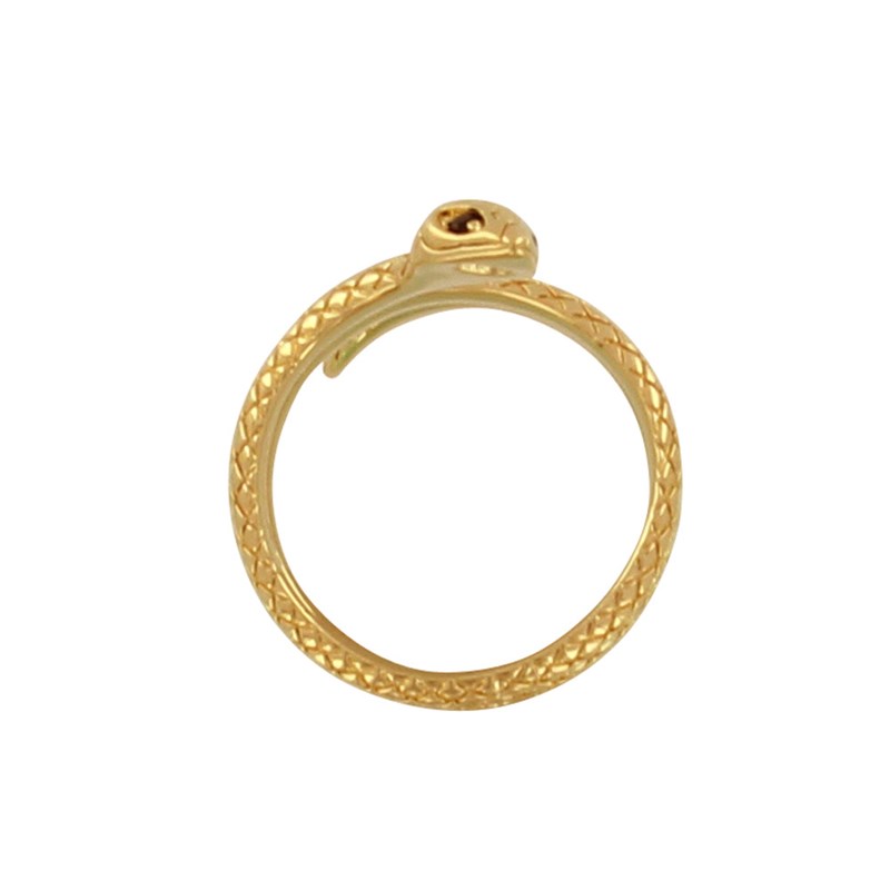 Bague Plaqué Or Long Serpent et Oxydes Noir