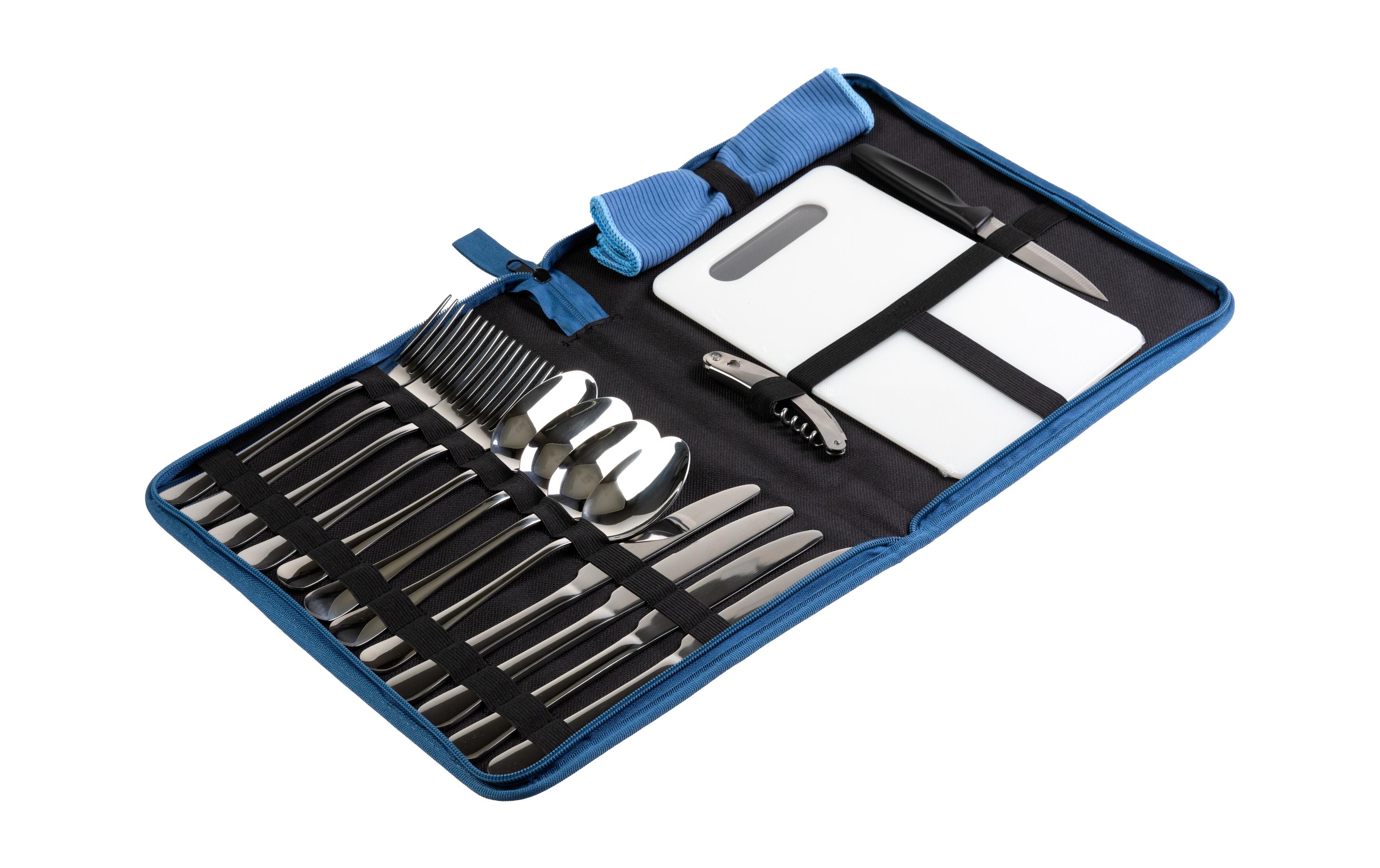 Outdoor-Besteck-Set 4 Personen, BlauCamping Besteck-Set für Familien