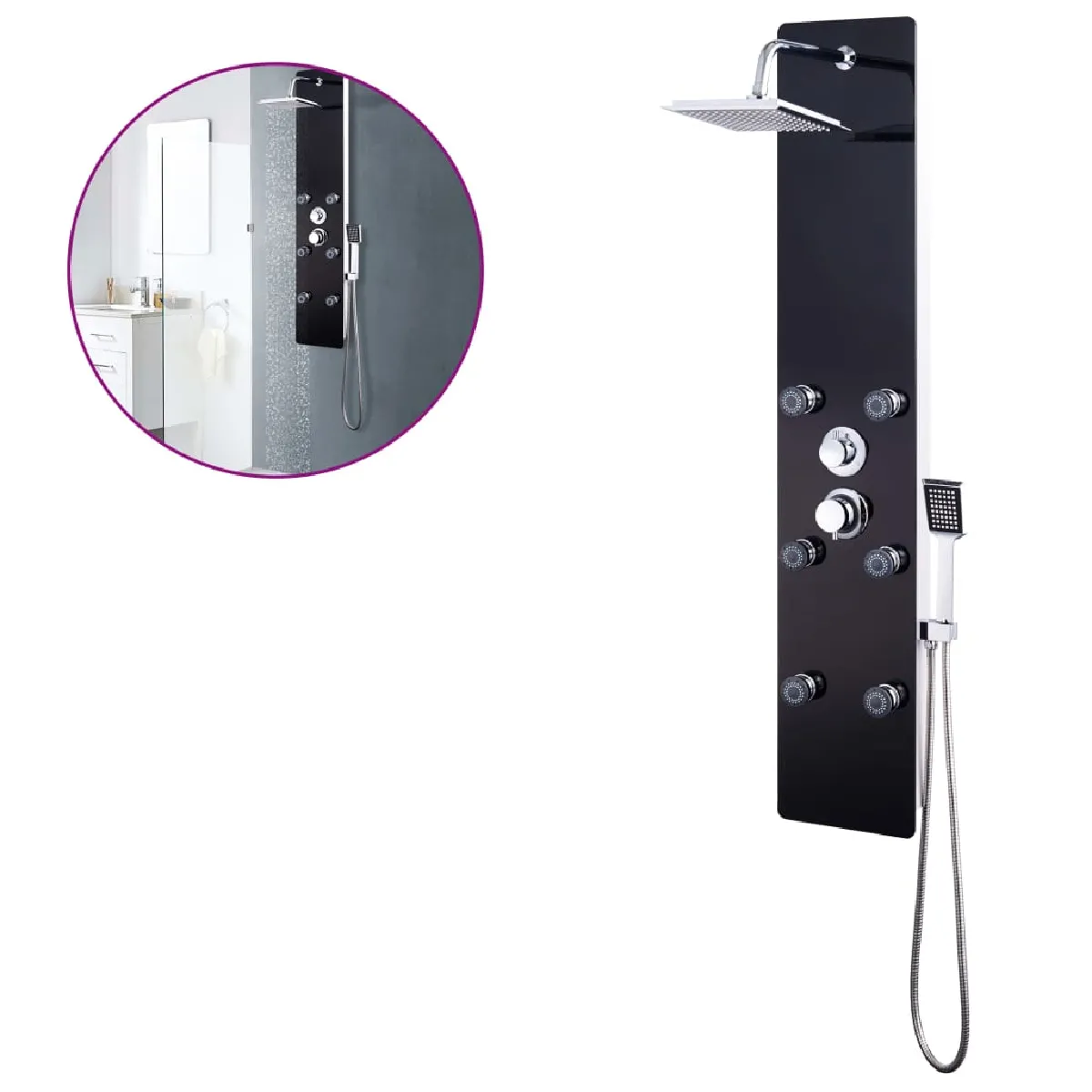 VidaXL Panneau de Douche Noir