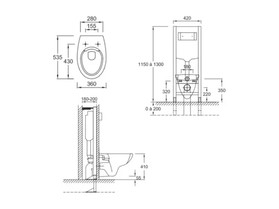 Pack WC suspendu sans bride JACOB DELAFON Patio + porte balai Eo