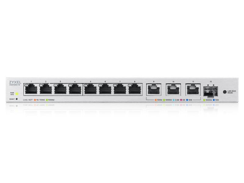 Zyxel Switch XGS1250-12 v2 12 Port Flexible Multi-Gigabit Netzwerkerweiterung für kleine Büros und Heimnetzwerke, mit 10G Uplink und benutzerfreundlichem Web-Management