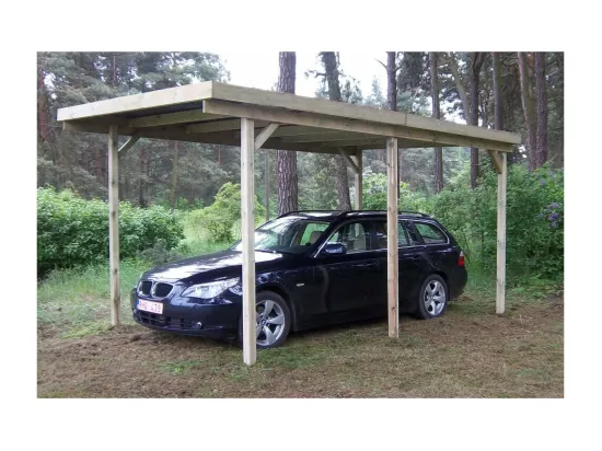 Carport en bois et panneaux ondulés 3x6 m Basic