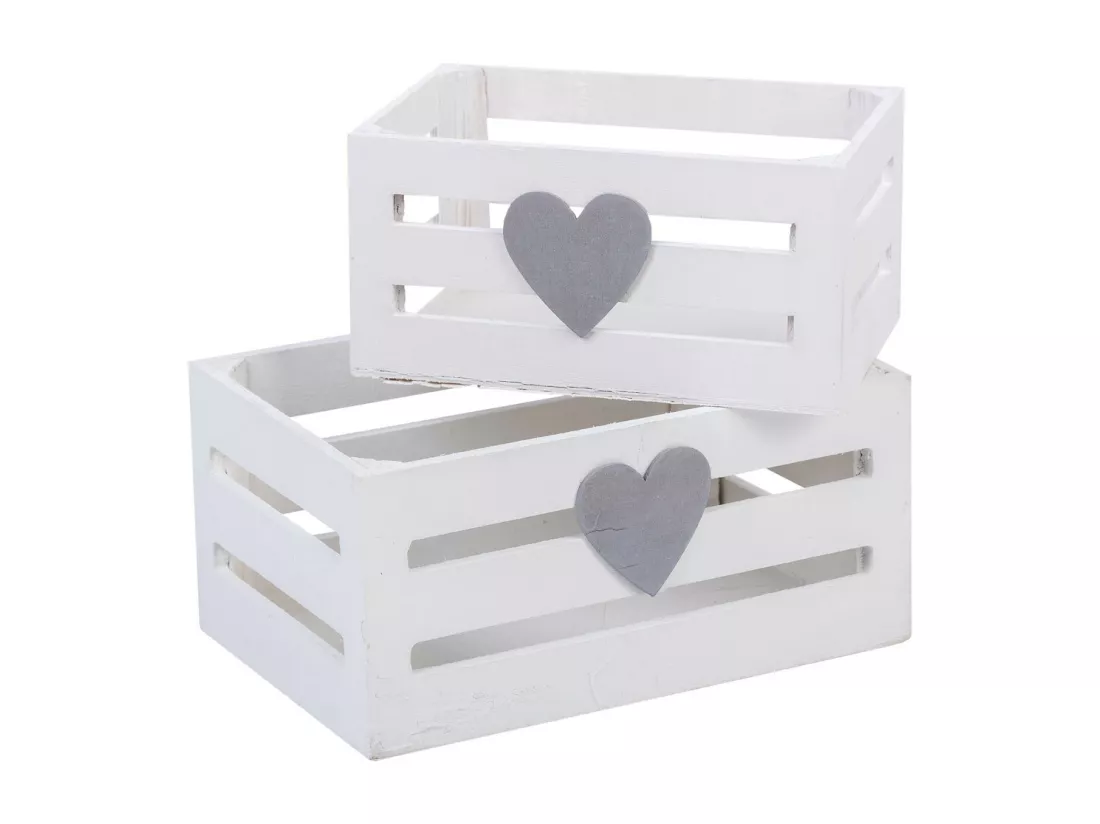 Lot de 2 tiroirs en bois blanc 20x13x09, 16x11x08cm
