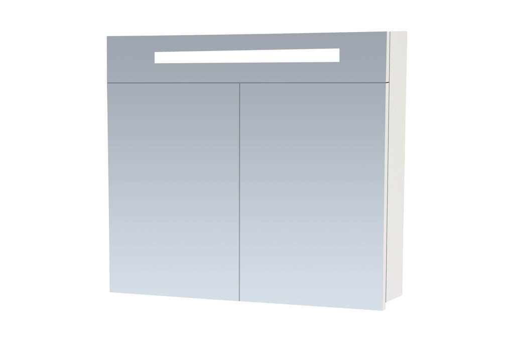 Brauer Promise spiegelkast 80cm met 2 deuren en verlichting wit glans