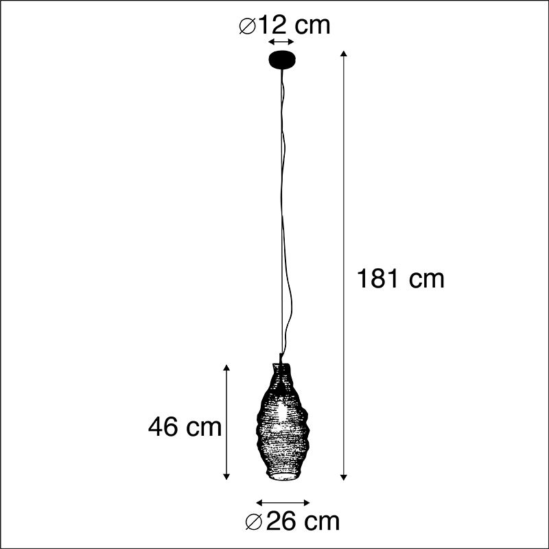 Oosterse hanglamp zwart - Nidum Rombo