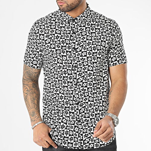 Chemise Manches Courtes Noir Blanc