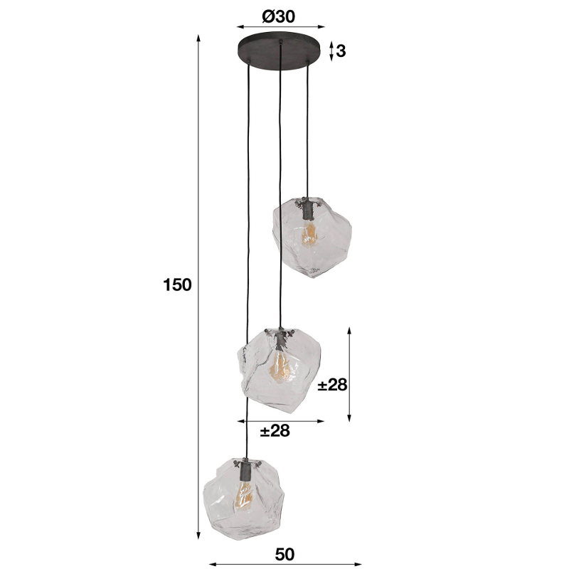 Hanglamp Barnsley Chroom 3L