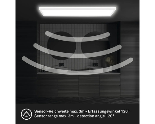 LED-sensorpaneel IP44 22W 3000 lm 4000 K 20x58 cm Slank wit + achtergrondverlichtingseffect