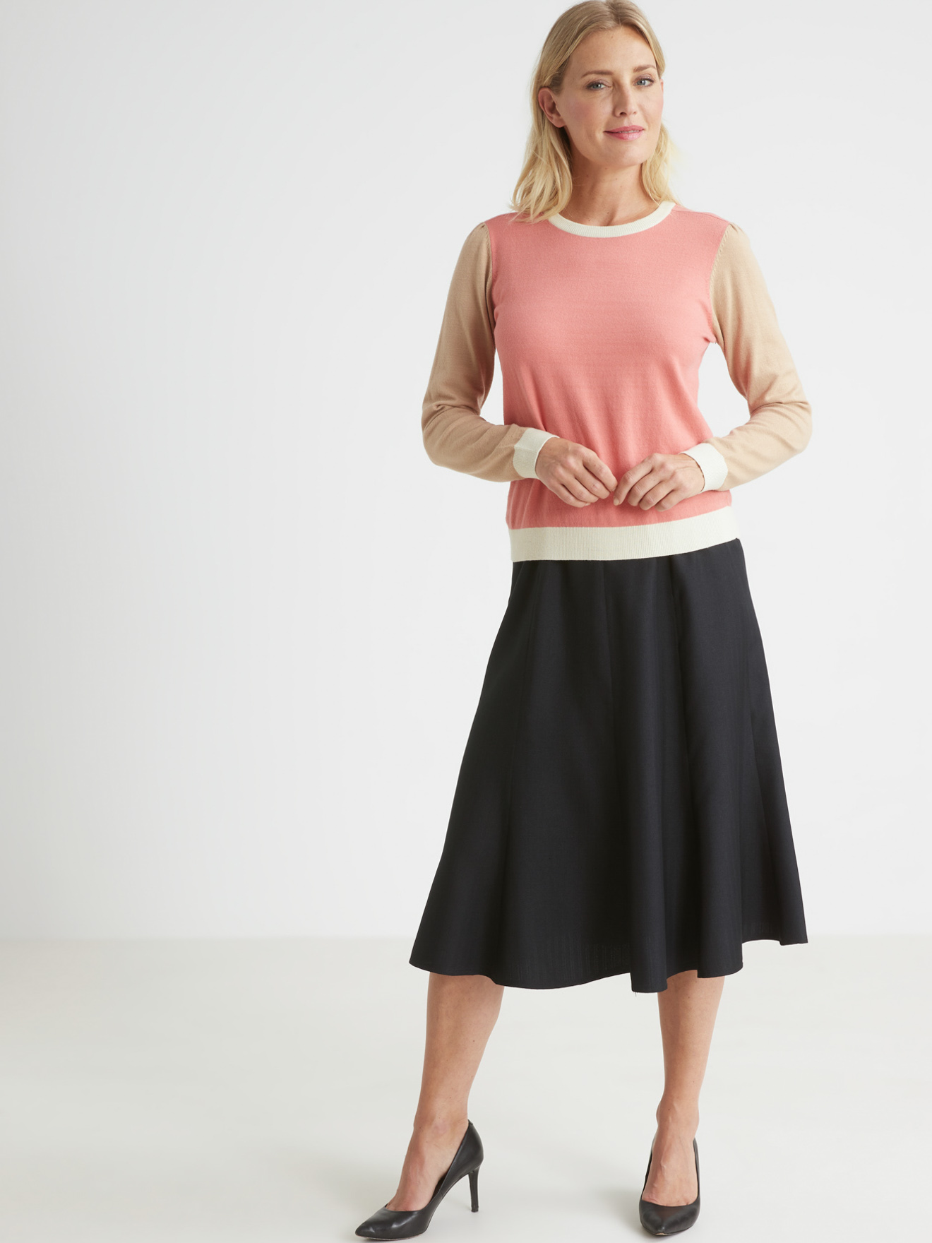 Pull tricolore encolure ronde