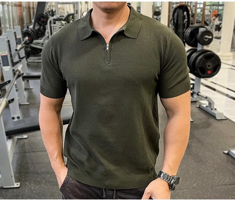 GRAYCIOUS - Poloshirt met korte mouwen en halve rits