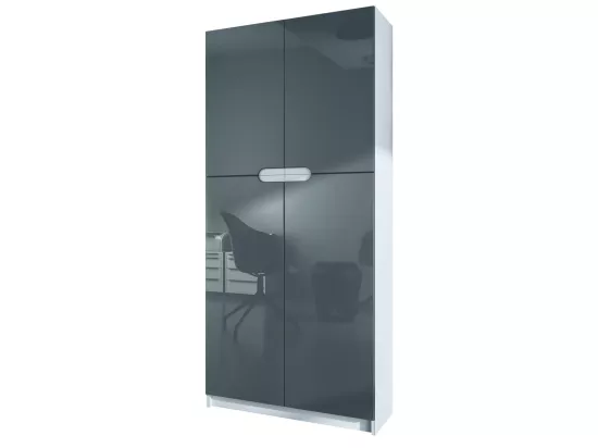 Armoire De Bureau Blanc Mat Et Gris Laqué (lxhxp) : 82 x 185 x 37
