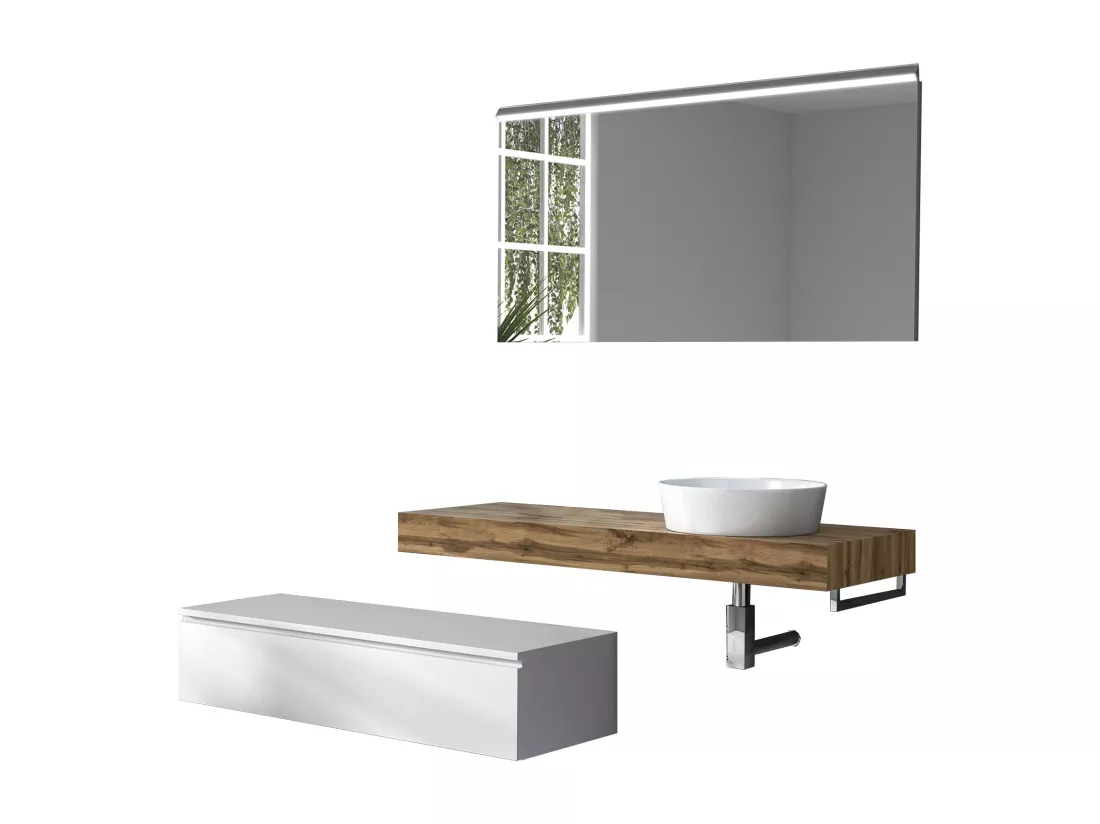 Ensemble de salle de bain 5 pièces ASTRA chêne miel/blanc