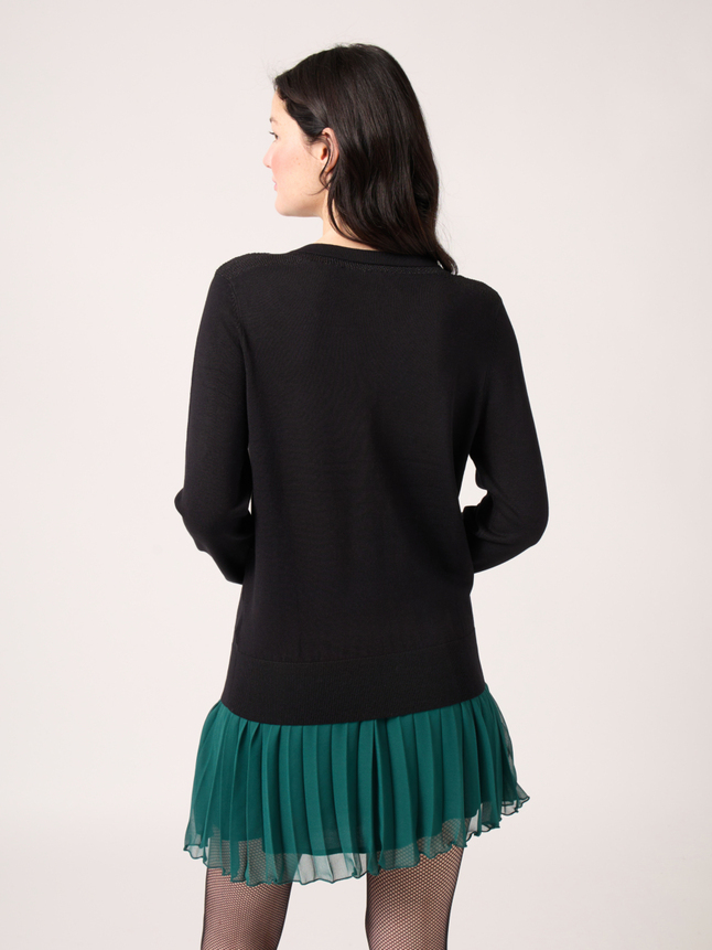 Pull col v détail métallisé
