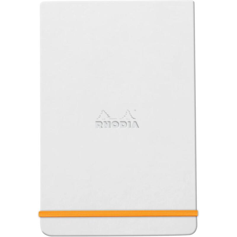 Rhodiarama Webnotepad rembordé rigide A5 192 pages ligné microperforé papier ivoire 90g fermeture élastique - Blanc