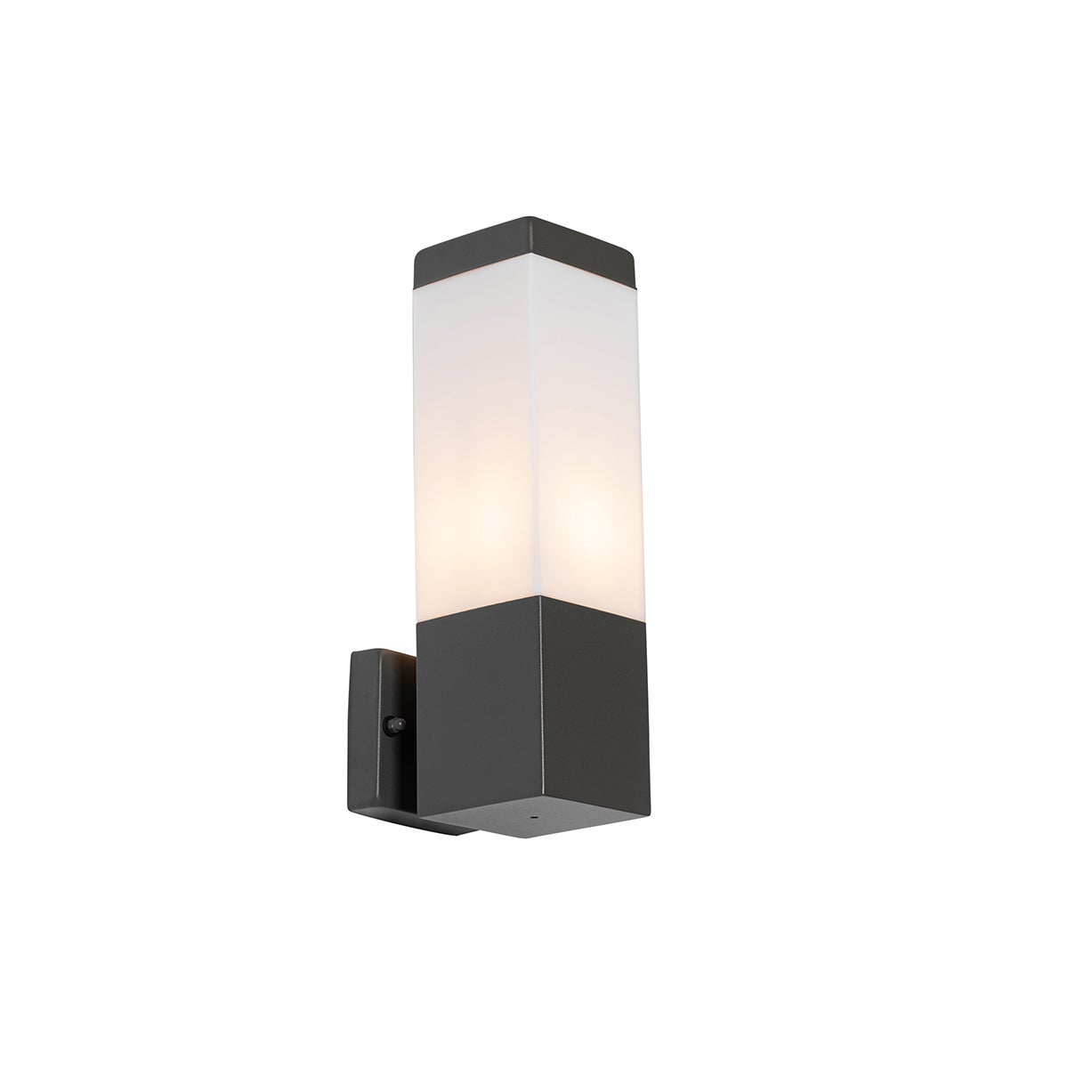 Moderne buitenwandlamp, donkergrijs met opaal - Malios