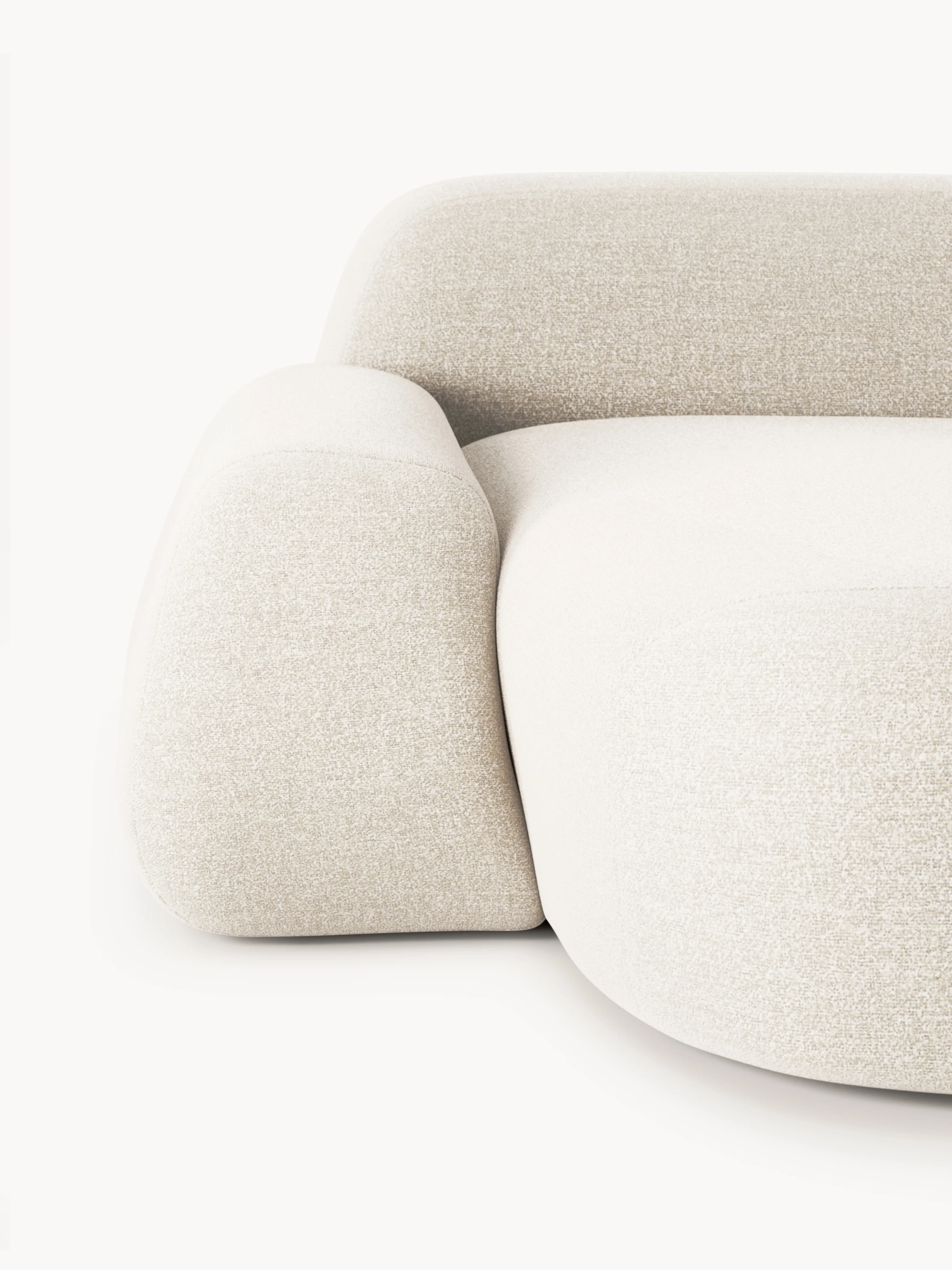 Modulaire bouclé hoekbank Wolke (4-zits) met chaise longue